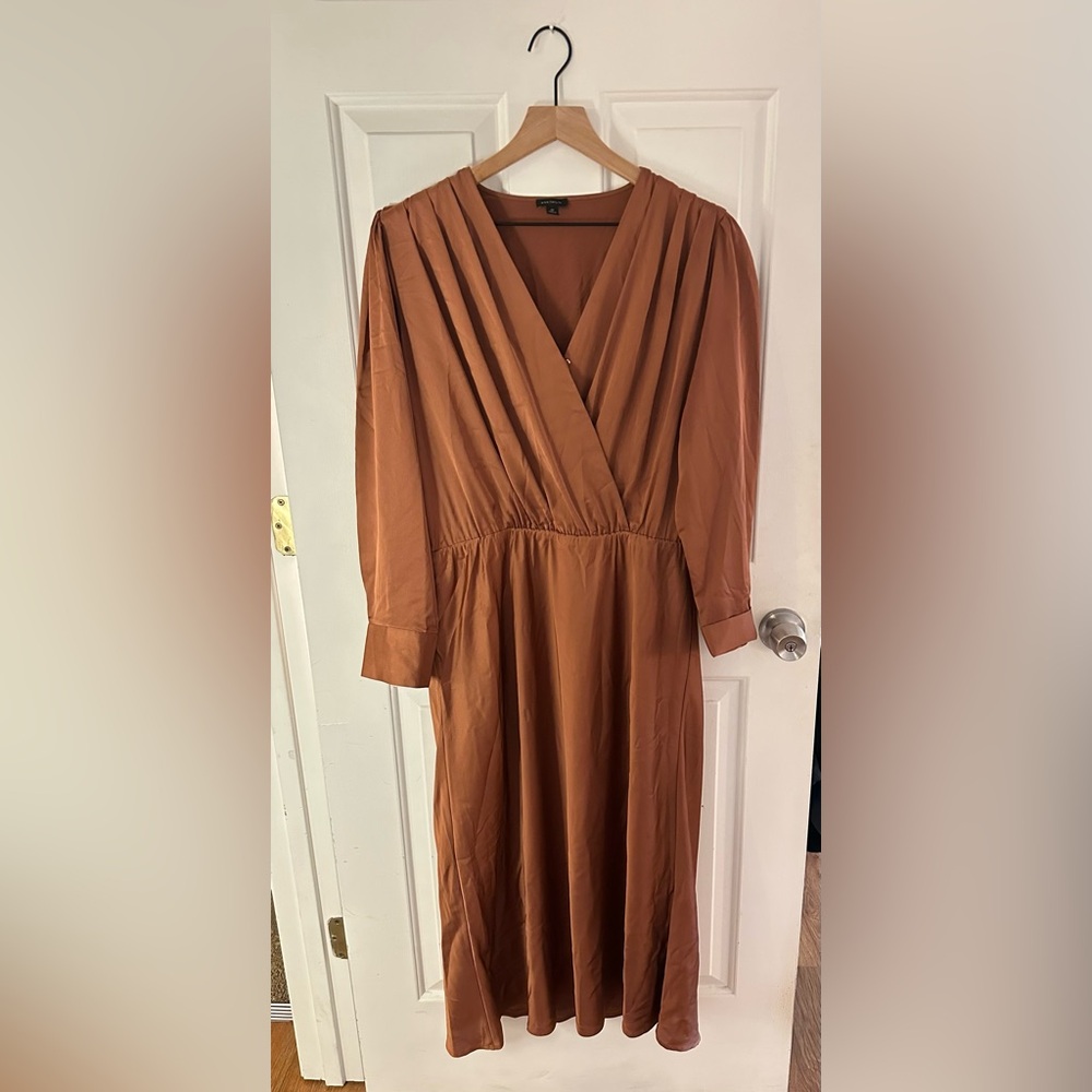 Ann Taylor Rich Brown Long Sleeve Dress